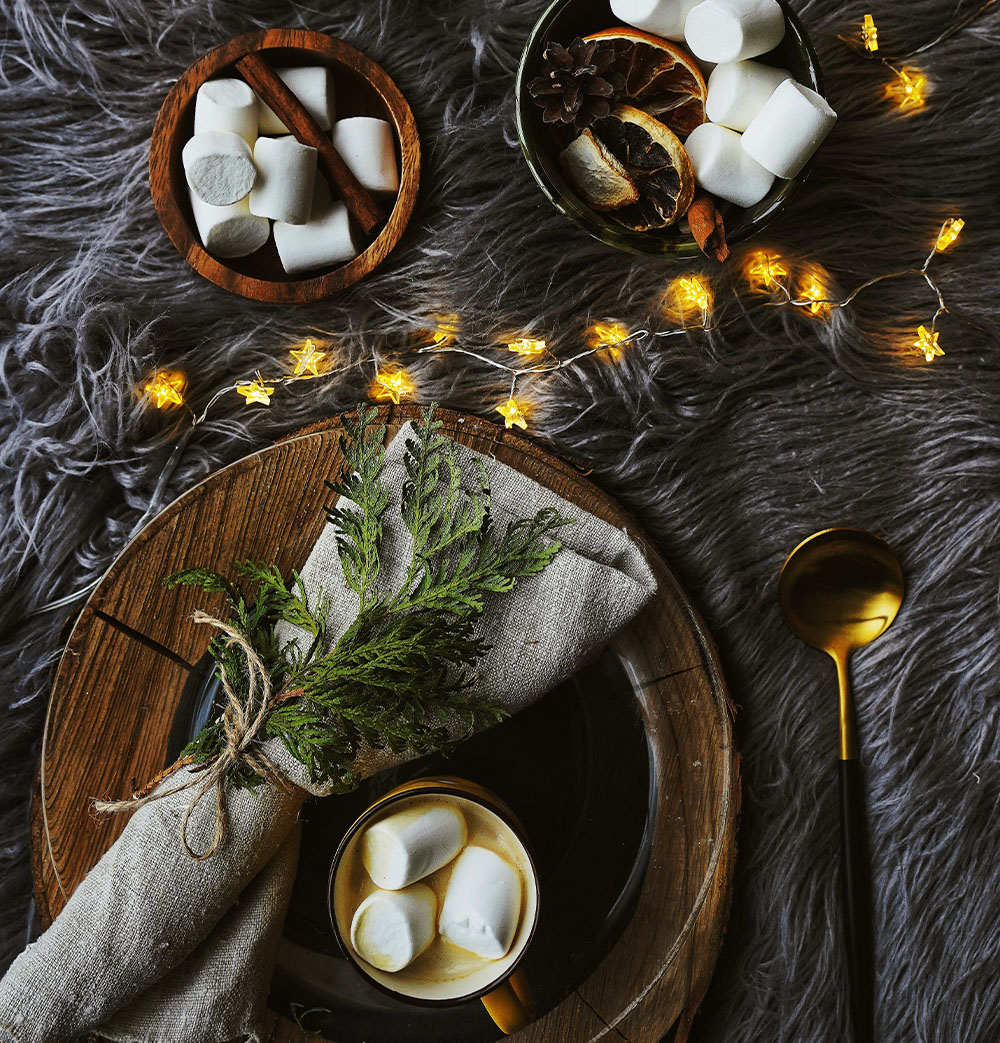 Vianočná výzdoba "urob si sám": sušené ovocie a marshmallow, svetielka
