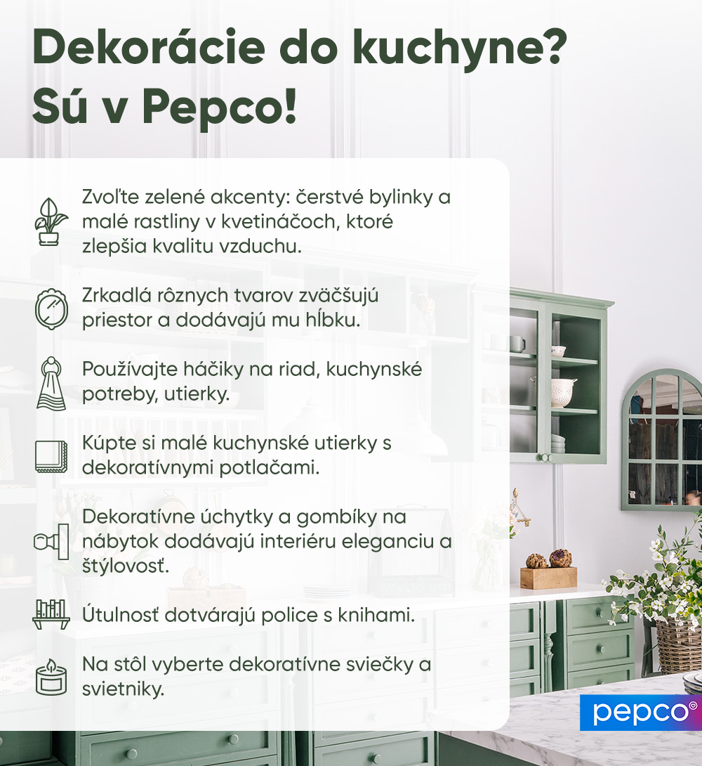 Infografika spoločnosti Pepco o dekoráciách do kuchyne